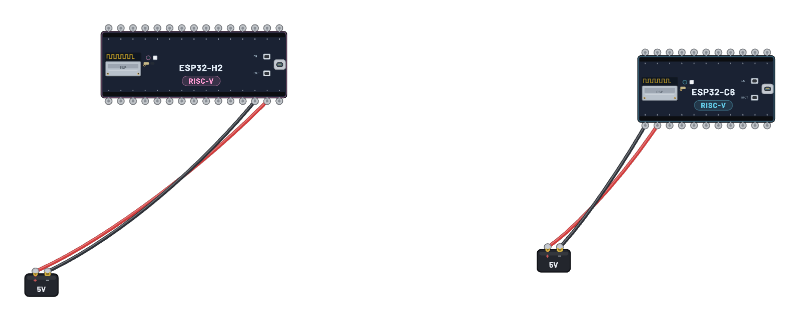 The OpenThread: H2 node + C6 leader circuit as rendered by the simulator