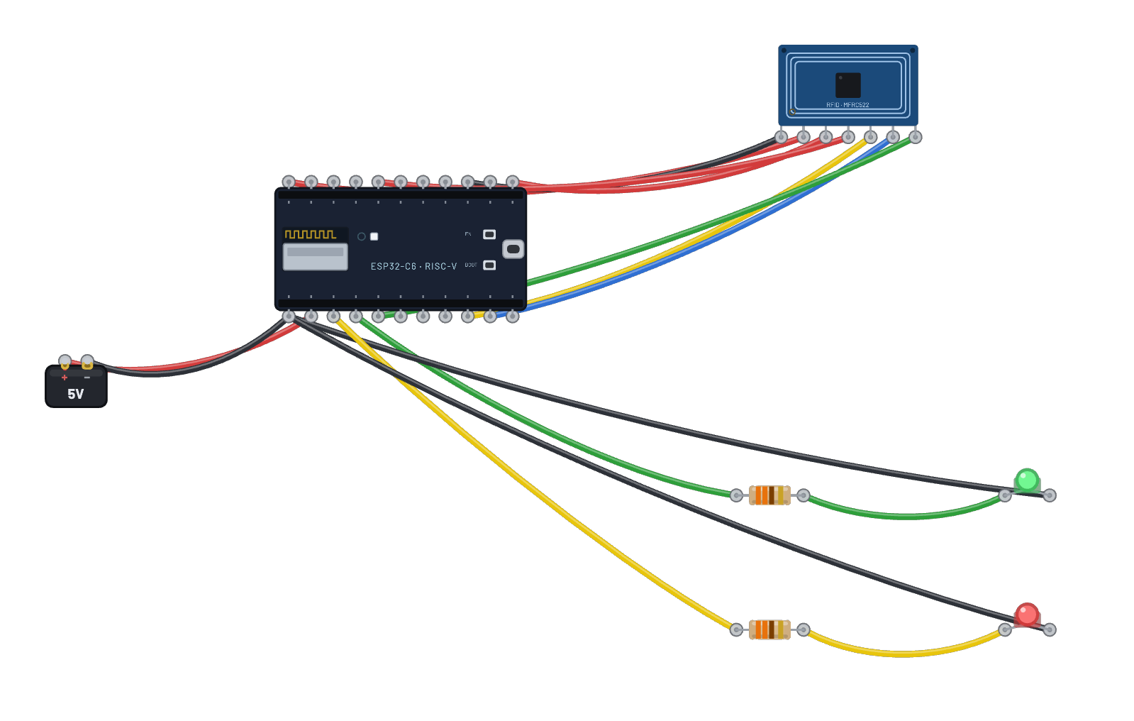 The RFID door lock circuit as rendered by the simulator