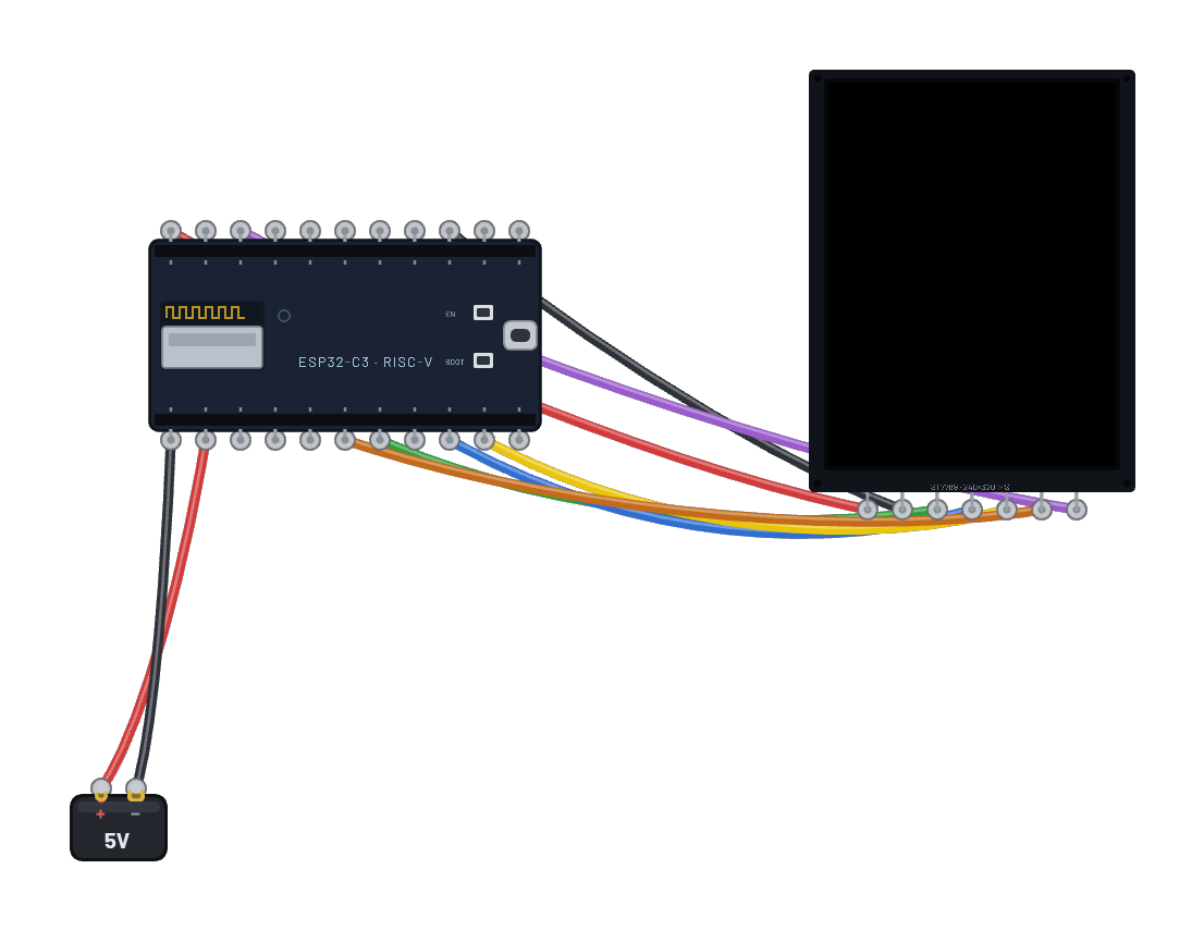 The Big-screen station (ST7789 2.8″) circuit as rendered by the simulator