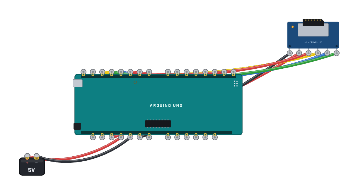 The microSD write & read-back circuit as rendered by the simulator